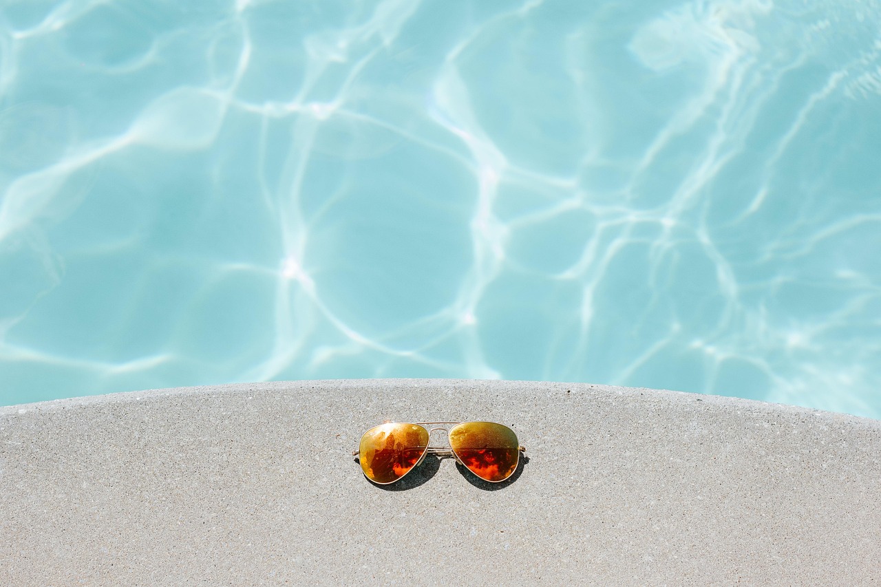 sunglasses, pool, recreation, resort, swimming pool, vacation, water, summer, shades, eyewear, summer vacation, nature, holiday